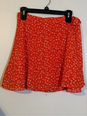Forever 21 Red Floral Circle Skirt